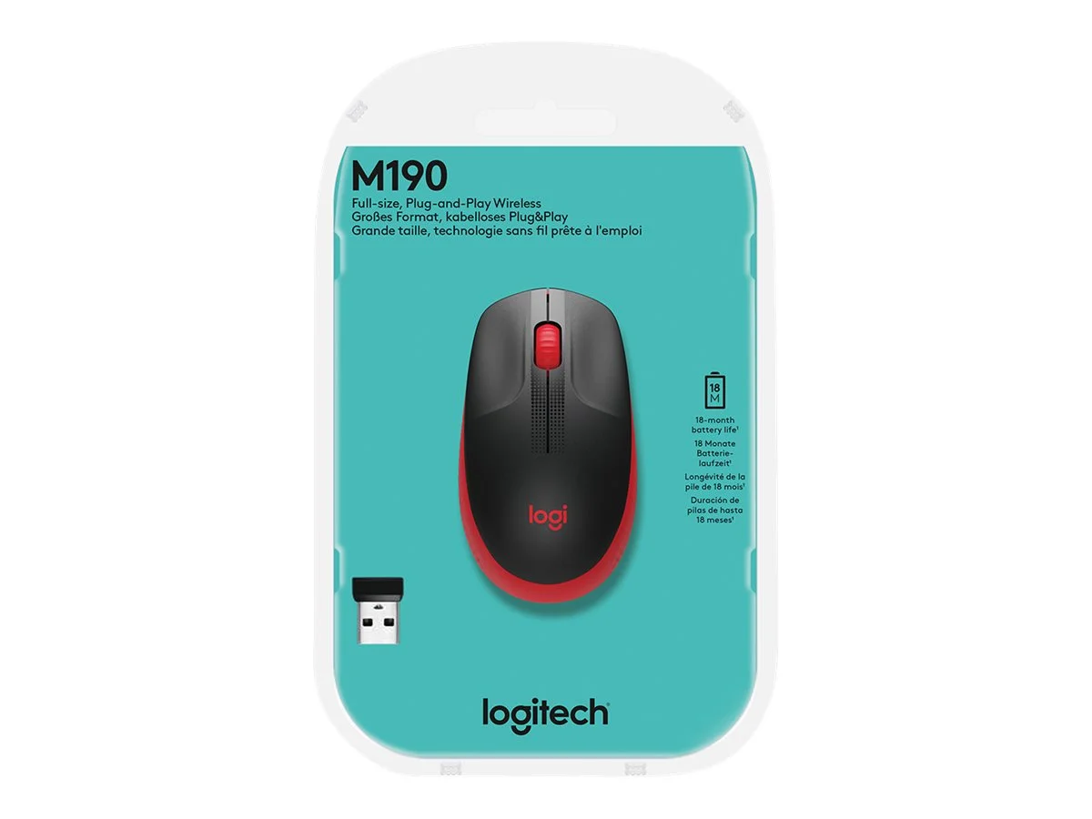 LOGI M190 Full-size wireless mouse Red