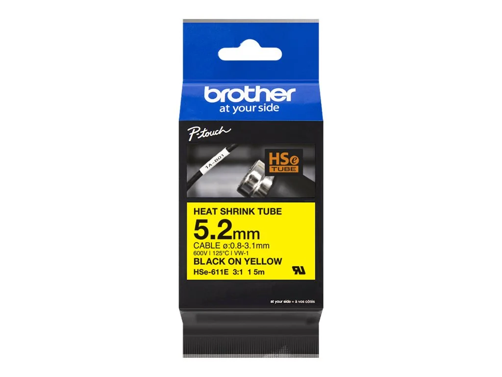 BROTHER Heat Shrink Tube Black on Yellow