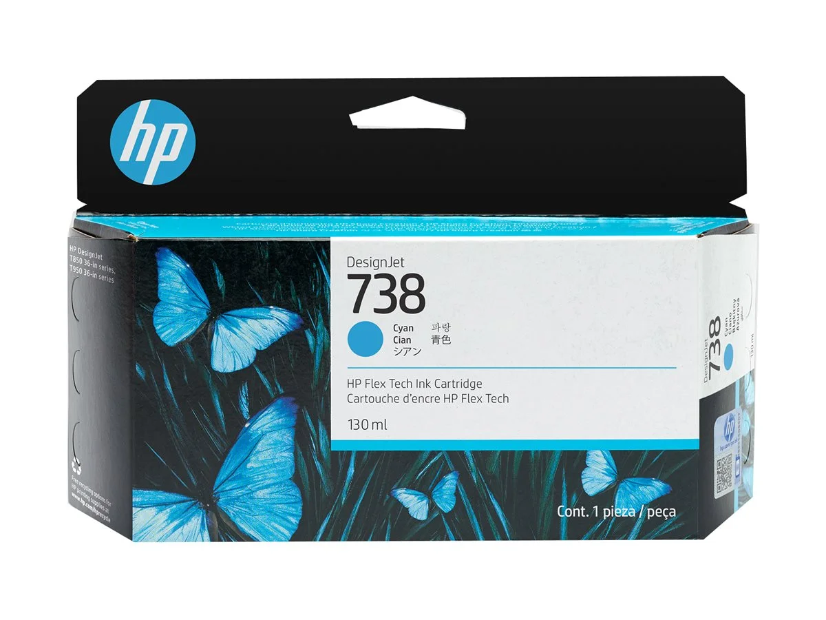 HP 738 130-ml Cyan DesignJet Ink Cartrid