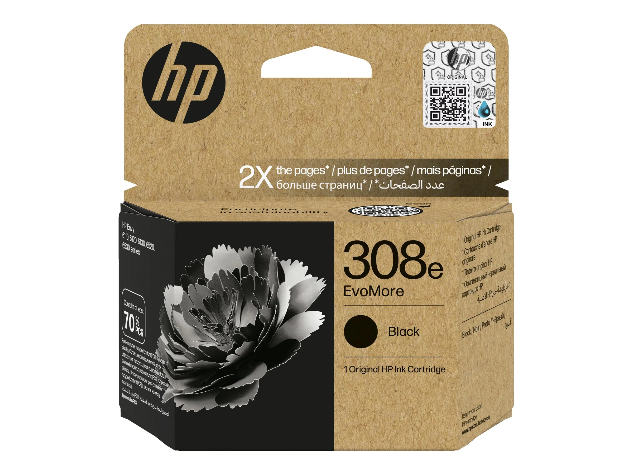 HP 308e EvoMore Black Original Ink Cart