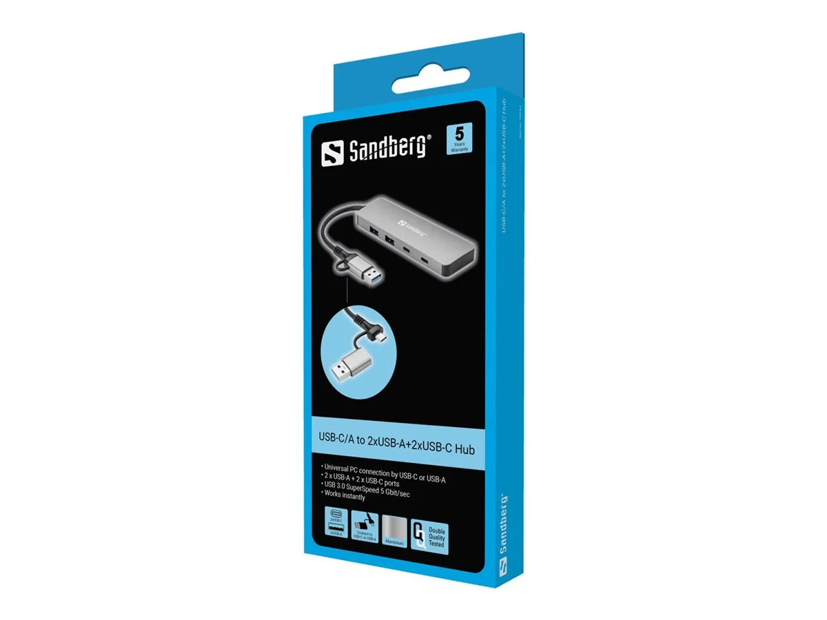 SANDBERG USB-C/A to 2xUSB-A+2xUSB-C Hub