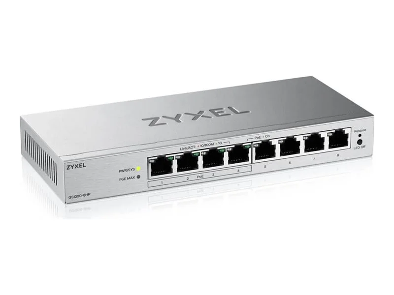 ZYXEL GS1200-8HP V3  8-Port Gigabit PoE+