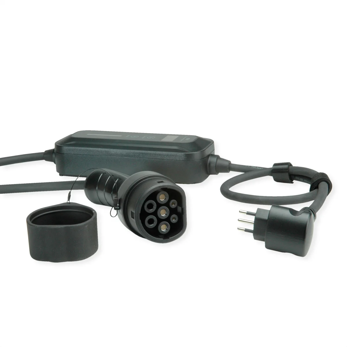 ROLINE Tragbares E-Auto Ladegerät, CEI23-50 (IT, Typ-L) & Typ2 Stecker, 1-phasig, Mode 2, 16 A, 3,6 kW, 5 m