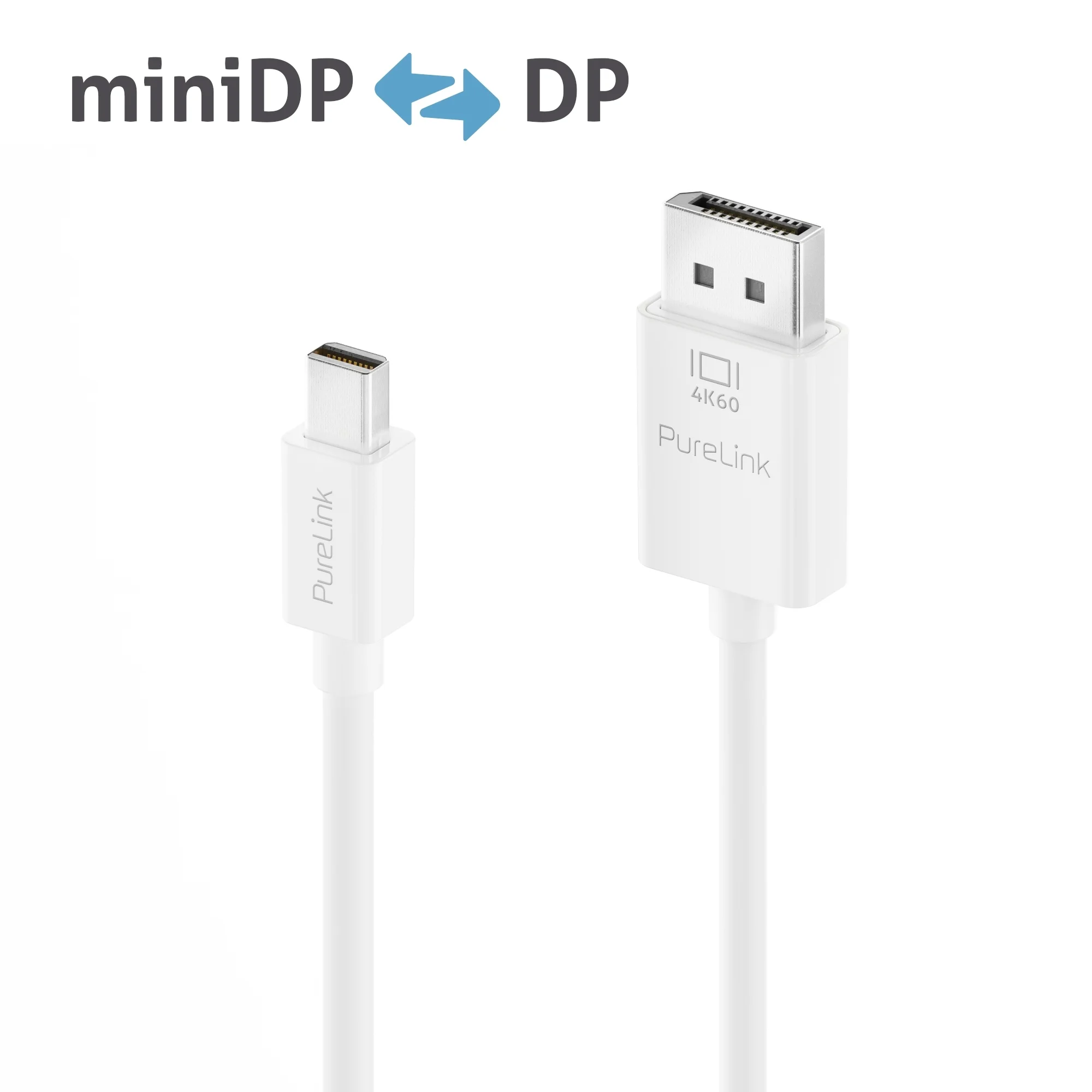 Premium 4K mini DisplayPort / DisplayPort Kabel – 2,00m, weiß