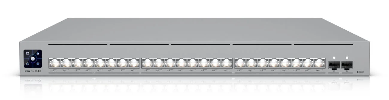 Ubiquiti Switch UniFi 8x2.5G RJ45/16x10G RJ45/2xSFP28 Managed PoE++ 720W 19" Rack-Mountable, 1,3" Touchscreen
