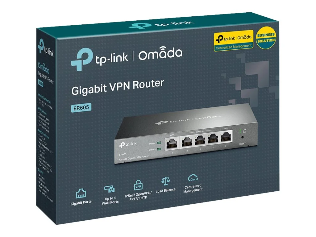 TP-LINK 5 Port Gigabit Multi-WAN Router (bis 4xWAN) Up to 20 IPsec VPN T., 16 PPTP/L2TP VPN T., 16 Ope