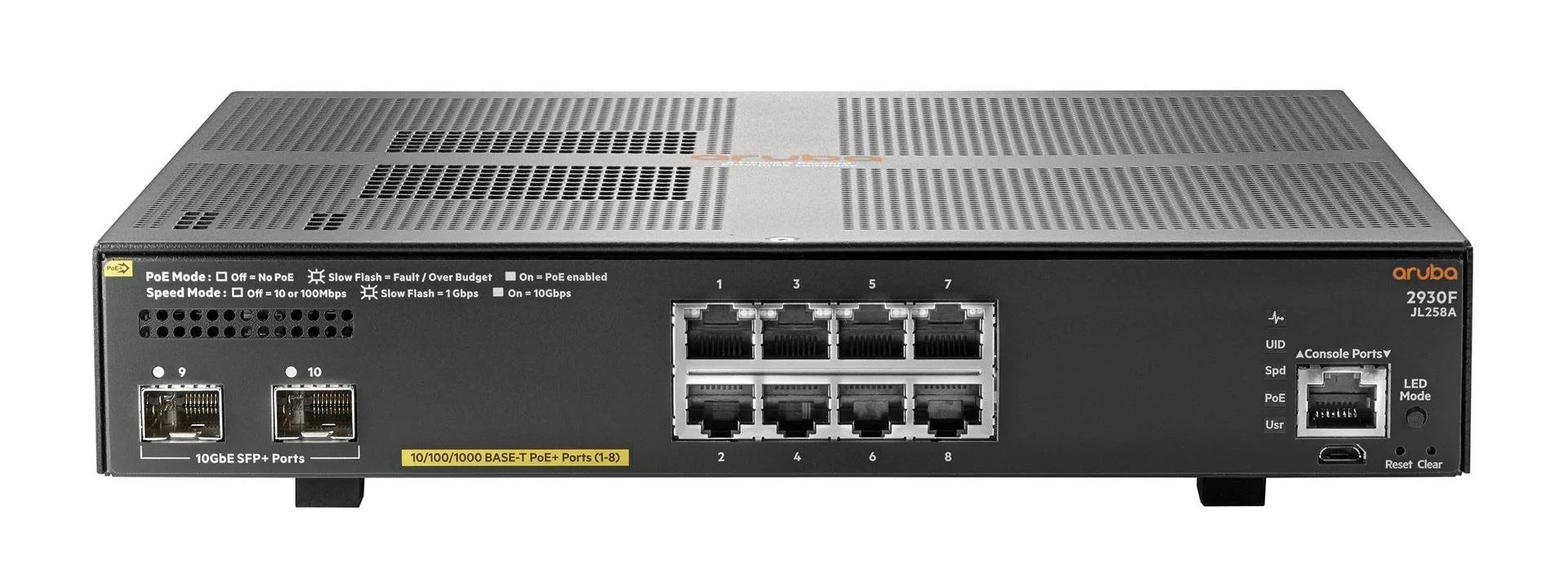 HPE Aruba Switch 2930F-8G 8xGBit/2xSFP+ PoE+ JL258A