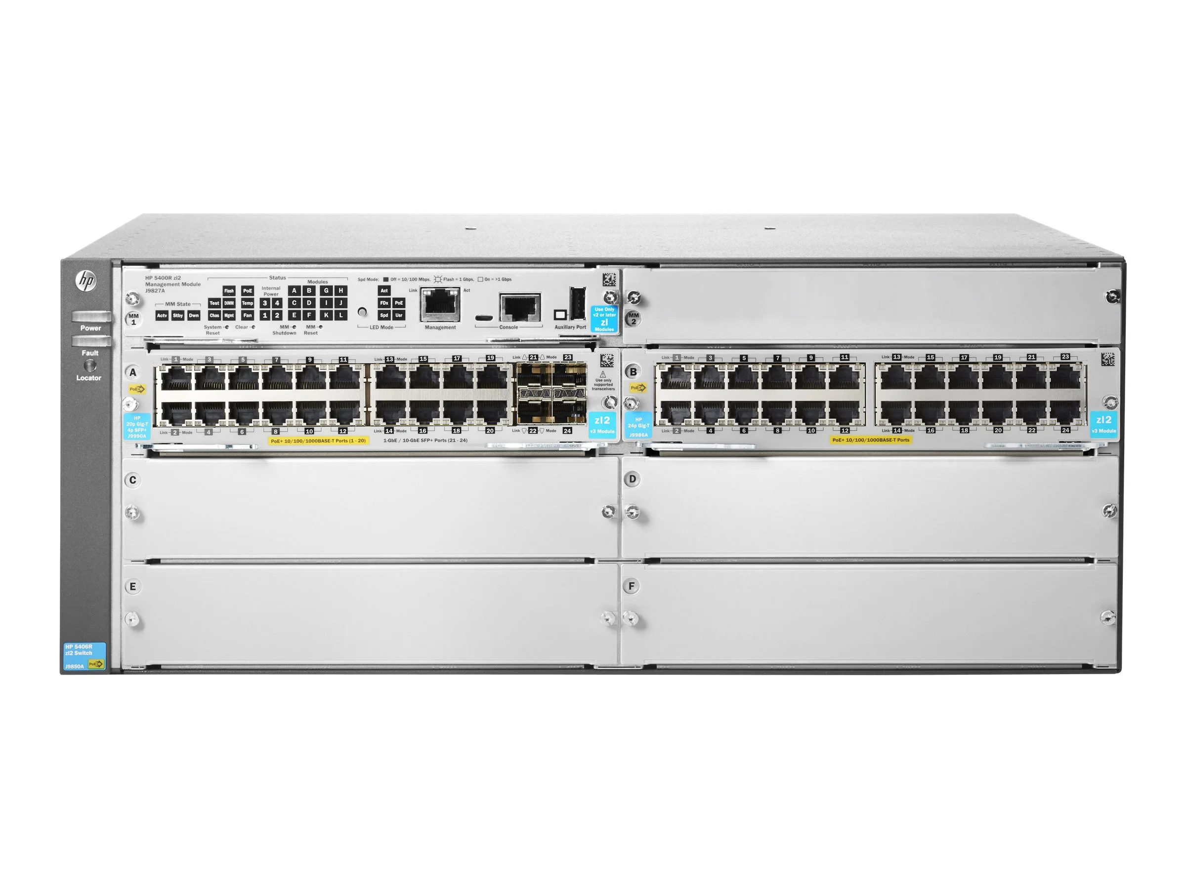 HP Switch 5406R 44GT PoE+/4SFP+ nPSU v3 zl2 JL003A