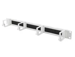 CABLE MANAGEMENT PANEL 19IN 1U BRUSH ENTRIES 4XCABLE RINGS GREY