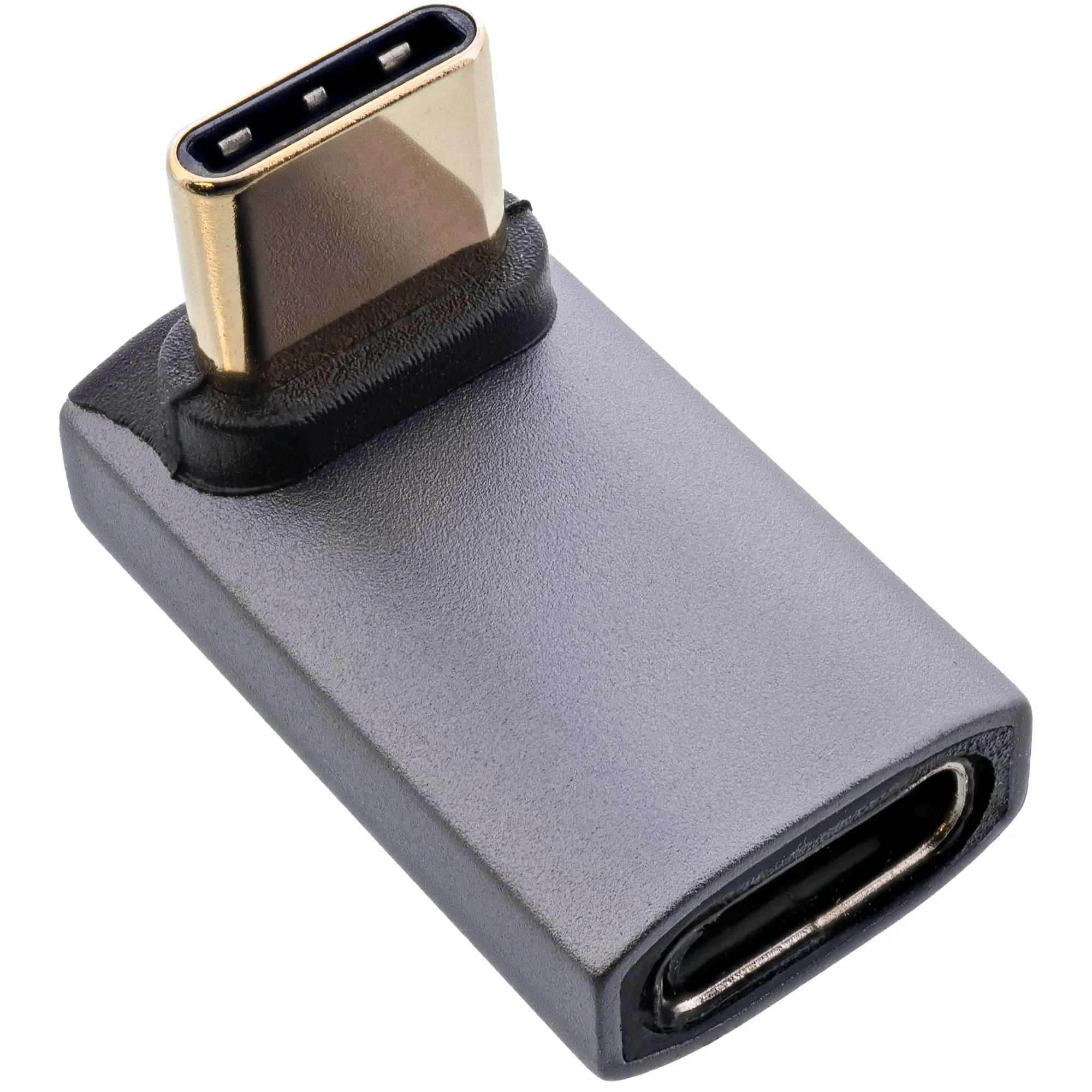 InLine® USB4 Adapter, USB-C Stecker/Buchse oben/unten gewinkelt, Alu, grau
