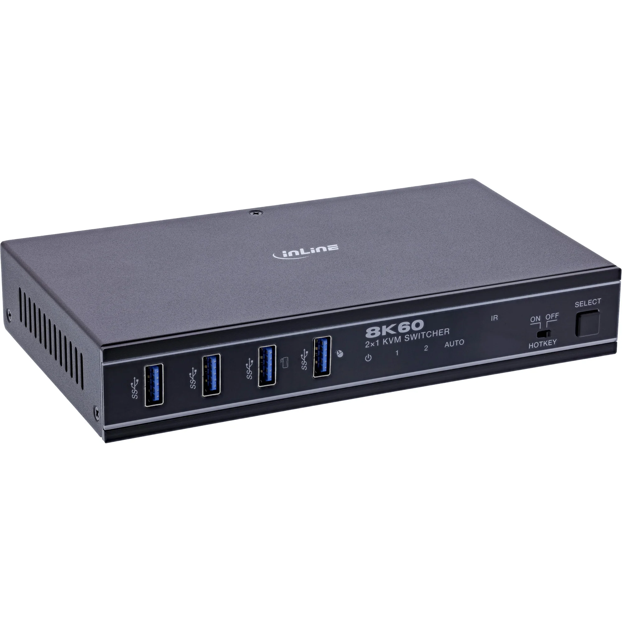 InLine® KVM Switch, 2-fach, HDMI, 8K@60Hz, USB 3.2, mit IR & RS-232