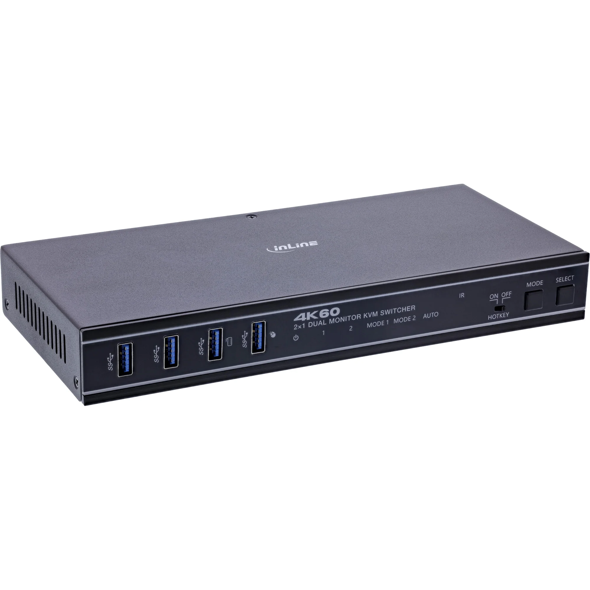 InLine® KVM Switch, 2-fach, HDMI & DP, Dual Monitor, 4K60Hz, USB Hub, schwarz