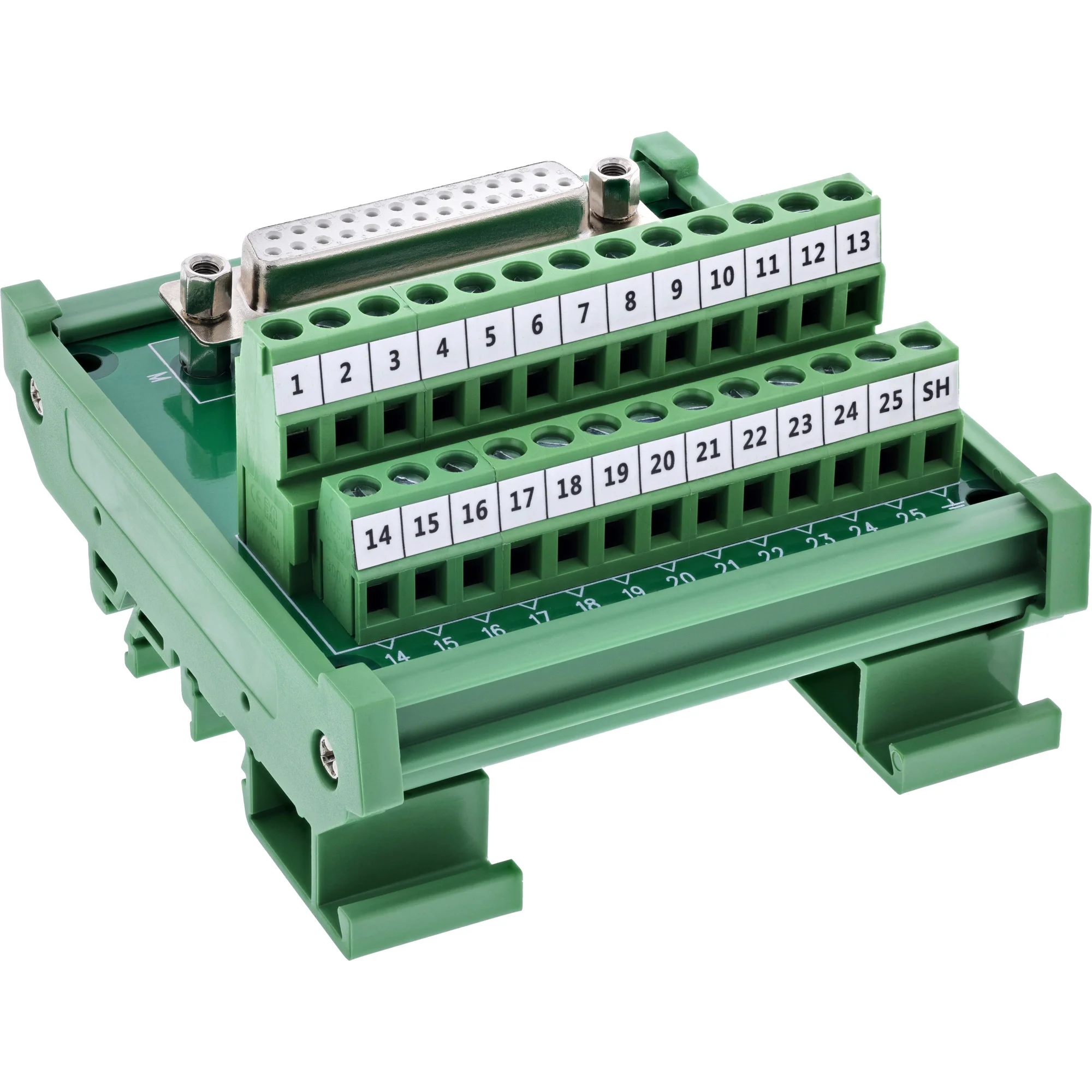 InLine® D-Sub 25 Terminalblock, Buchse, Schraubklemme, für Hutschiene