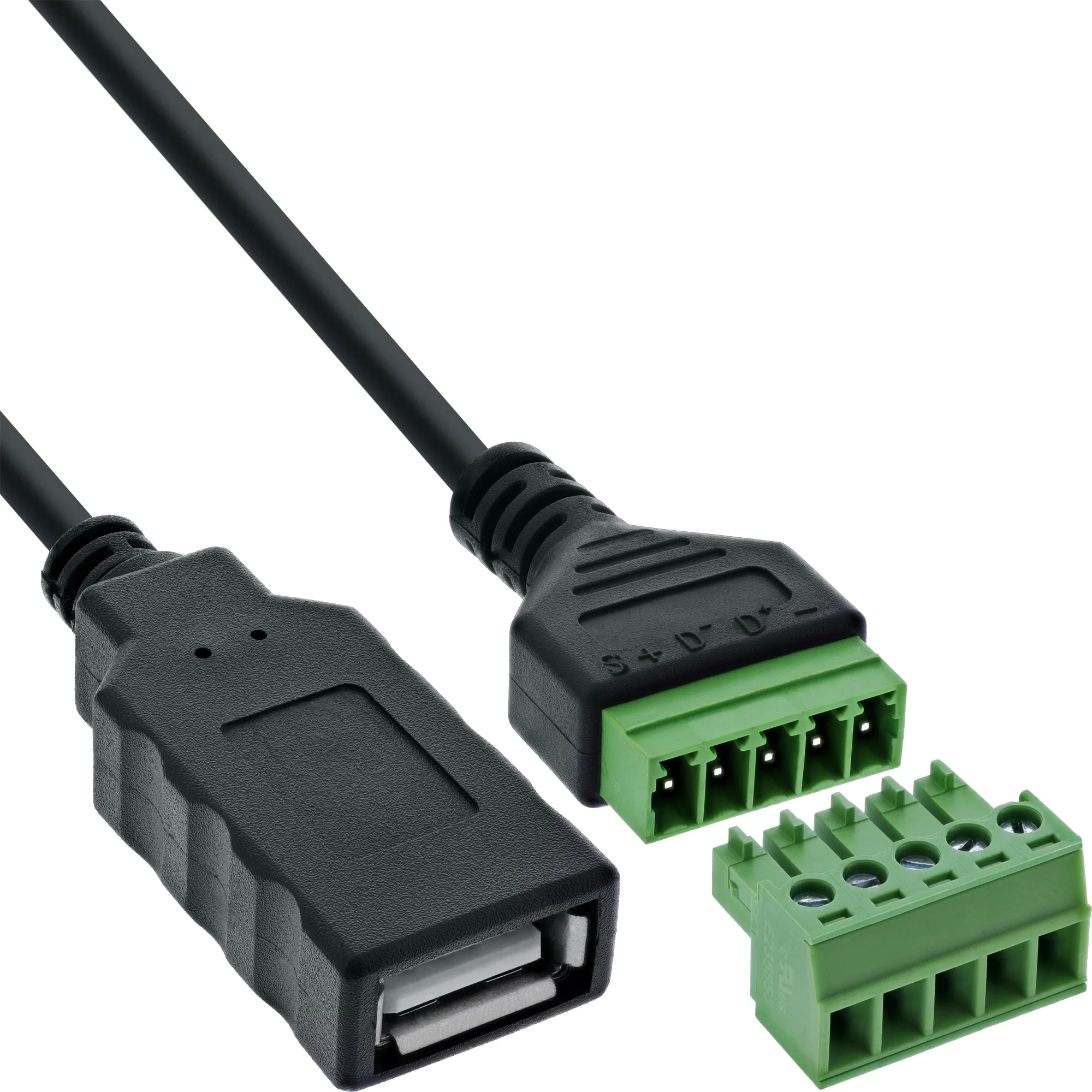InLine® USB-A Buchse an Terminalblock, 5-polig, mit Kabel