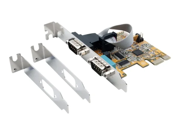 IO Exsys PCIe 2x Seriell DB9 (EX-44082) LP+++ inkl. Low-Profile Slotblech