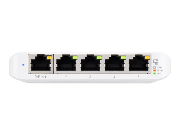 Ubiquiti Switch UniFi 5xRJ45 GBit Compact (inkl. NT) Powered by 802.3af/at PoE or USB Type C, Fanless