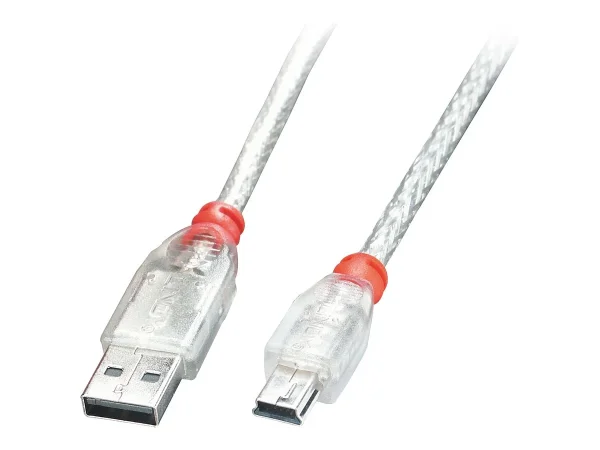 LINDY USB Kabel A/Mini-B transp. 0,5m
