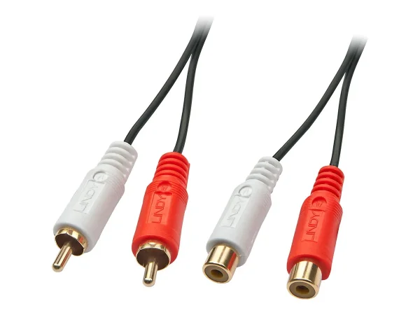 LINDY Audiokabel 2xRCA male/fem 10m