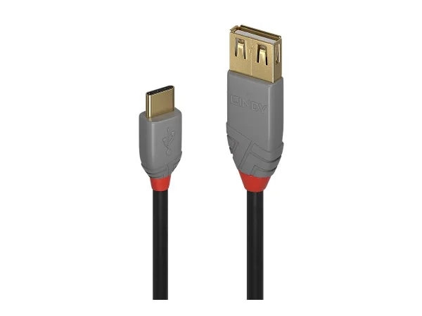 LINDY 0,15m USB 2.0 Typ C/A m/f Anthra