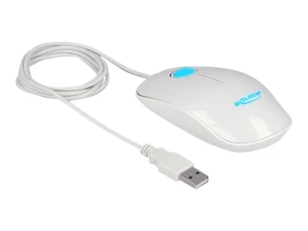 DELOCK Optische 3-Tasten LED Maus weiss
