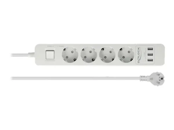 DELOCK Steckdosenleiste 4-fach und USB w