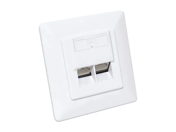 INT 2-Port Cat6a 10G Wanddose weiss