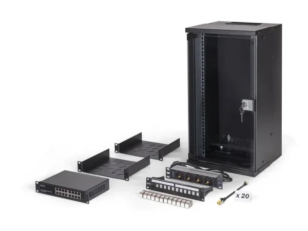 DIGITUS 25,4cm Netzwerk-Set 12HE Wandgeh