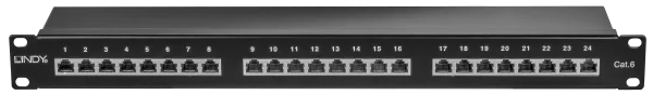 Cat.6 Patchpanel 24p STP 1HE Schwarz