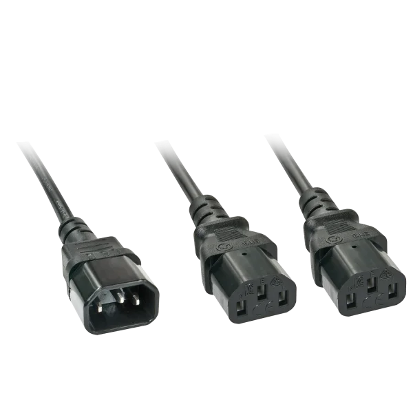 2m Netzverlängerungskabel C14 an 2x C13