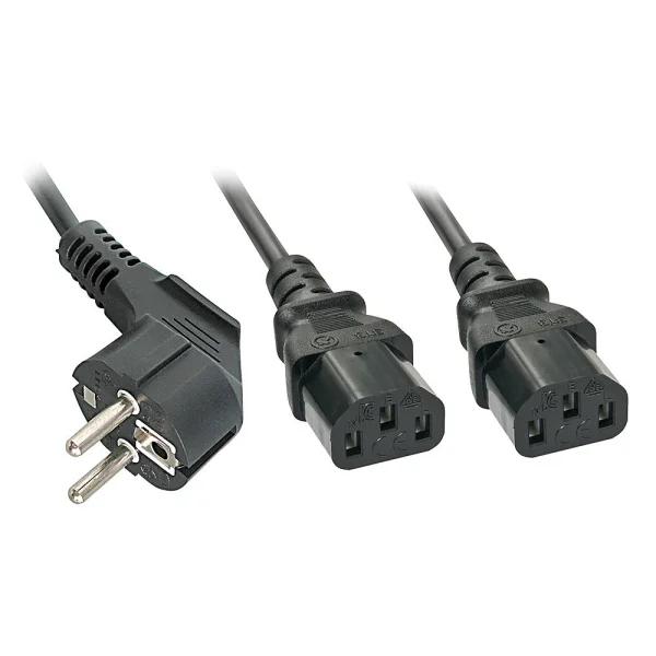 2m Netzkabel Schuko an 2x C13