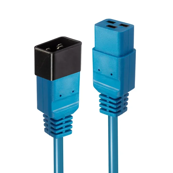 2m Netzverlängerungskabel C20 an C19, blau