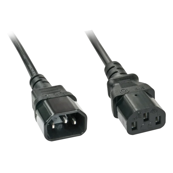 3m Netzverlängerungskabel C14 an C13, schwarz