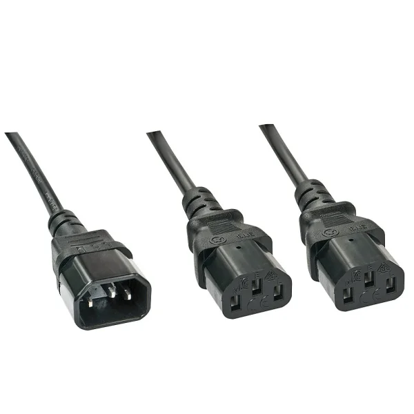 1m Netzverlängerungskabel C14 an 2x C13