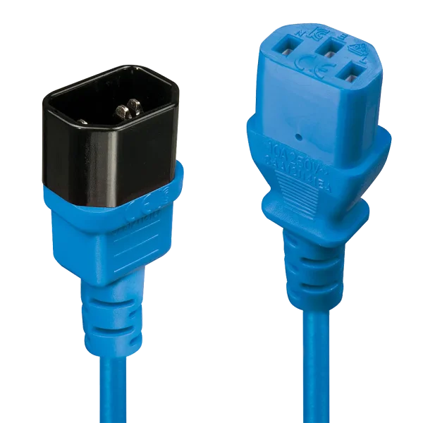 2m Netzverlängerungskabel C14 an C13, blau