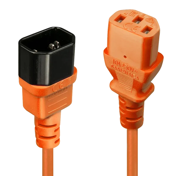 2m Netzverlängerungskabel C14 an C13, orange