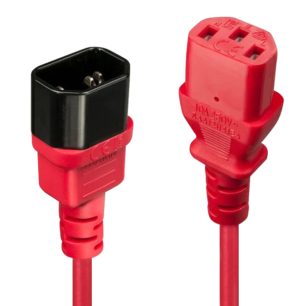 1m Netzverlängerungskabel C14 an C13, rot