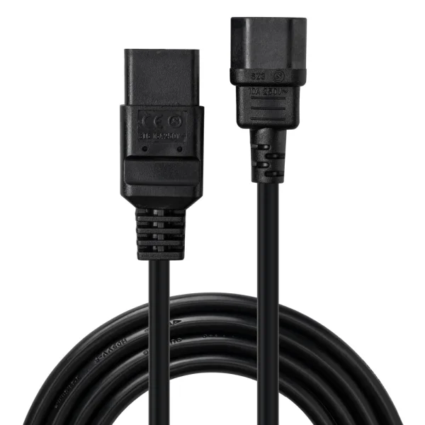 2m C14 an C19 Netzverlängerungskabel, schwarz