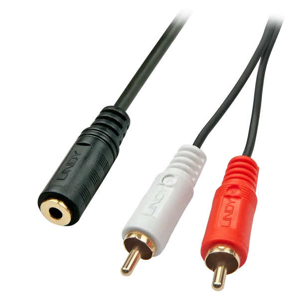 Premium Audio-Adapterkabel, 2x RCA (Cinch) an 3,5mm Klinkenstecker, 25cm