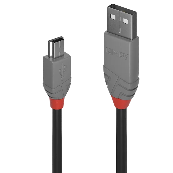 1m USB 2.0 Typ A an Mini-B Kabel, Anthra Line