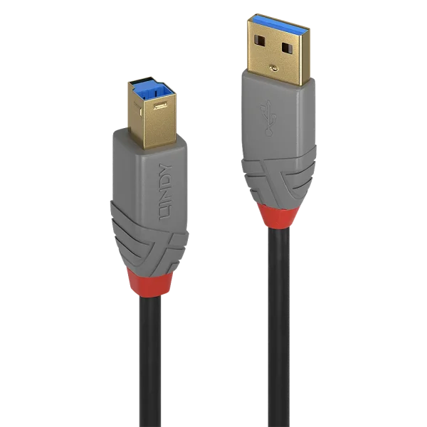 1m USB 3.2 Typ A an B Kabel, 5Gbit/s, Anthra Line