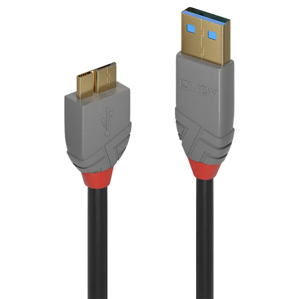 3m USB 3.2 Typ A an Micro-B Kabel, 5Gbit/s, Anthra Line