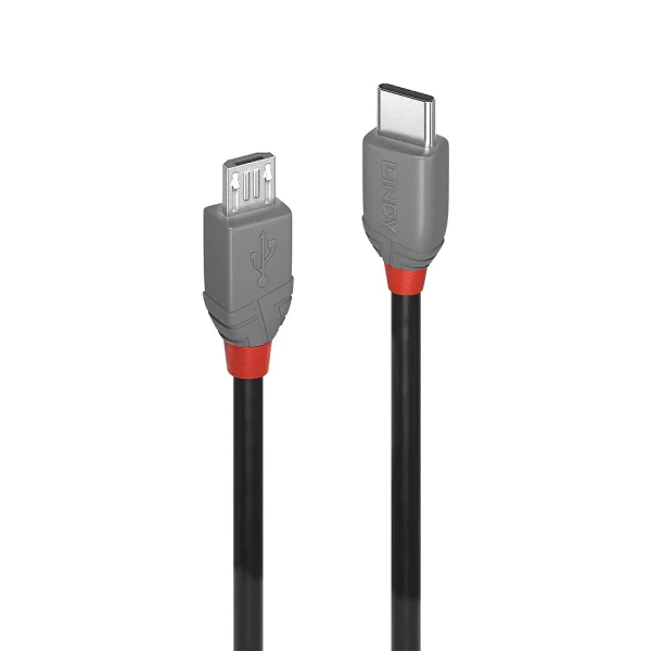 0.5m USB 2.0  Typ C an Micro-B Kabel, Anthra Line