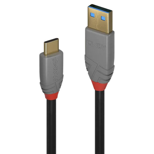 1m USB 3.2  Typ A an C Kabel, 10GBit/s, Anthra Line