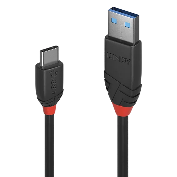 0.5m USB 3.2  Typ A an C  Kabel, 10Gbit/s,  Black Line