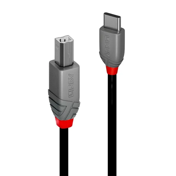 3m USB 2.0 Typ C an B Kabel, Anthra Line