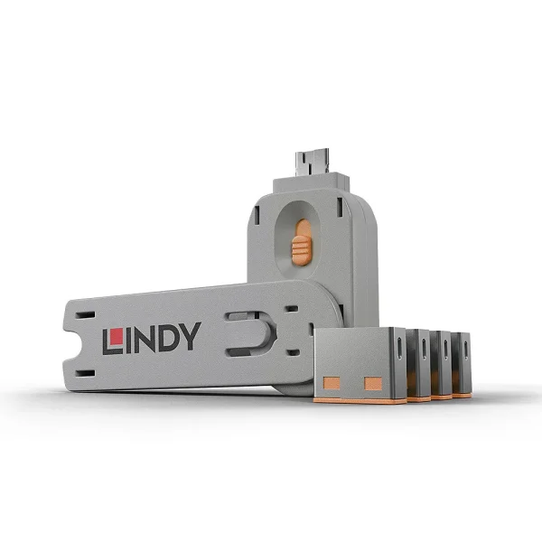 USB A Port Schloss, 4 Stück mit Schlüssel, Orange
