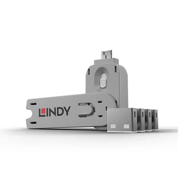 USB A Port Schloss, 4 Stück mit Schlüssel, Weiß