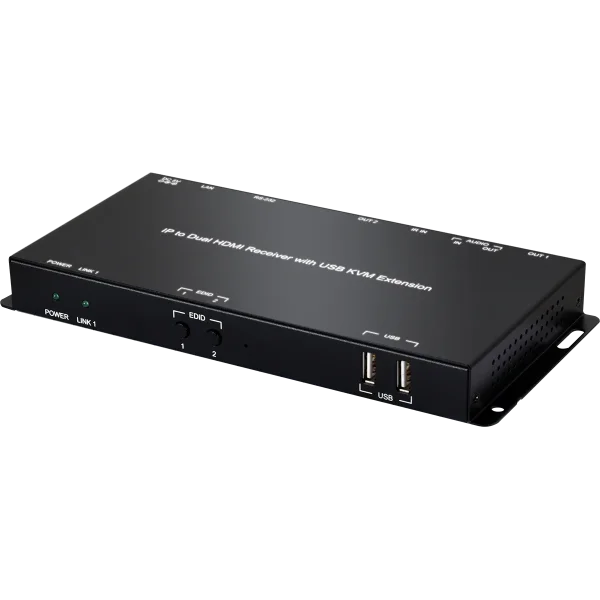 IP to Dual HDMI Receiver with USB KVM Extension