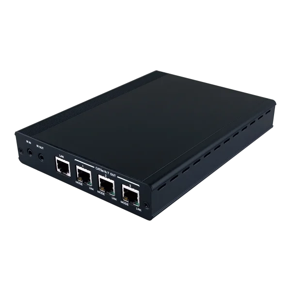 1×4 HDMI over HDMI and CAT5e/6/7 Splitter with PoE and LAN Serving