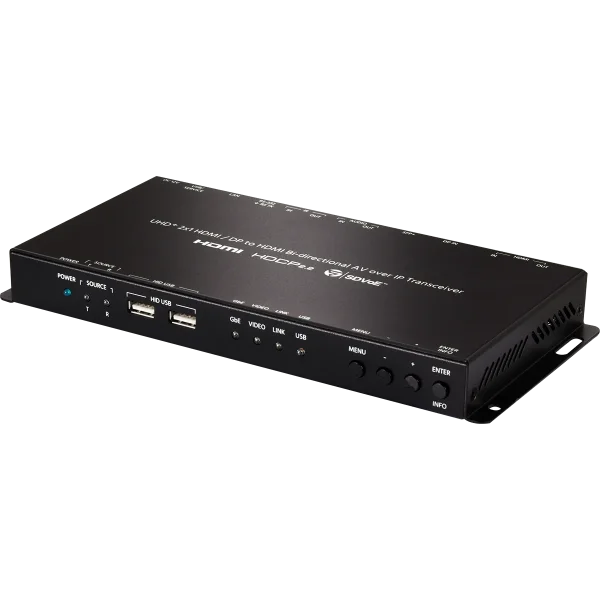 UHD+ 2x1 HDMI/DP to HDMI Bi-directional AV over IP Transceiver W/HID USB